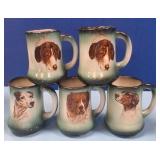 489 - FIVE PIECES CERAMIC DOG MUGS (N23)