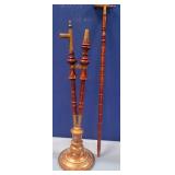 489 - ANTIQUE HOOKA/ WATER PIPE BASE & CANE (N4)