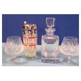 489 - BRANDY SNIFTERS, COCKTAIL SHAKER, DECANTER
