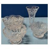 488 - THREE CRYSTAL BOWLS & VASE (D204)
