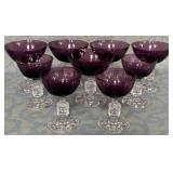 488 - NINE PIECES FOSTORIA  AMETHYST STEMWARE