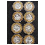 LOT OF 8 .999 FINE SILVER LUXOR $10 TOKEN (A44)