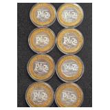 LOT OF 8 .999 FINE SILVER PLAZA $10 TOKEN (A54)