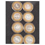 LOT OF 8 .999 FINE SILVER CALIFORNIA TOKEN (A20)