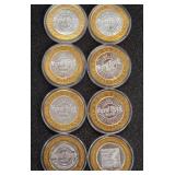 LOT OF 8 .999 FINE SILVER HARD ROCK TOKENS (A76