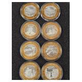 LOT OF 8 .999 FINE SILVER CALIFORNIA TOKEN (A22)