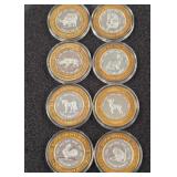 LOT OF 8 .999 FINE SILVER CALIFORNIA TOKEN (A21)
