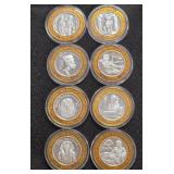 LOT OF 8 .999 FINE SILVER LUXOR $10 TOKEN (A42)