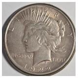 LV GOLDEN STRIP - 1922 PEACE SILVER DOLLAR (656 R)