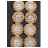 LOT OF 8 .999 FINE SILVER 4 QUEENS $10 TOKENS (A79