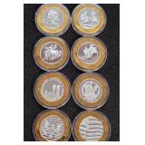 LOT OF 8 .999 FINE SILVER LIMITED EDITION $10 (A84