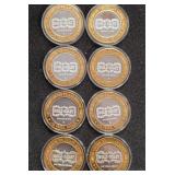 LOT OF 8 .999 FINE SILVER GOLD COAST TOKENS (A82)