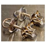 14K WHITE GOLD EARRINGS W/DIAMONDS 1.1GRAMS (634)