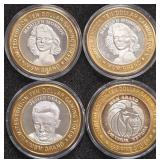 LOT OF 4 - .999 FINE SILVER MGM CASINO TOKEN (A62)