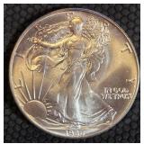 1986 1oz FINE SILVER $1 AMERICAN EAGLE (656 BC)