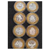 LOT OF 8 .999 FINE SILVER LUXOR $10 TOKEN (A46)