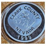 1 TROY OZ .999 FINE SILVER NEVADA COIN (889 F)