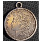 1921 MORGAN SILVER DOLLAR PENDANT (656 AF)
