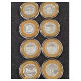 LOT OF 8 .999 FINE SILVER LIMITED EDITION $10 (A9)
