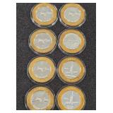 LOT OF 8 .999 FINE SILVER LIMITED EDITION $10 (A11