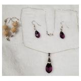 STERLING SILVER NECKLACE & EARRINGS (F87)