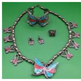 O - SILVER BUTTERFLY JEWELRY SET (J77)