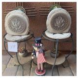 O - PATIO SIDE TABLES WITH COLLECTIBLES (Y17)