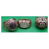 O - THREE MEN'S RINGS SIZE 9 (J27)