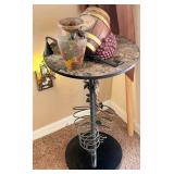 O - PEDESTAL TABLE WITH WINE HOLDERS & MORE