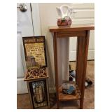 O - PLANT STAND, POTTERY VASE, CANDLE LANTERN (E47