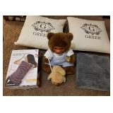 O - TWO ACCENT PILLOWS, COLLECTIBLE BEAR, HEAT PAD