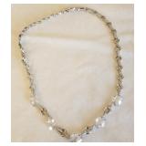 J - STERLING SILVER & CRYSTALS NECKLACE (L51)