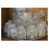 J - VINTAGE PUNCH BOWL SET WITH TRAY (R32)