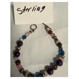 80 - COLORFUL BEADED STERLING BRACELET