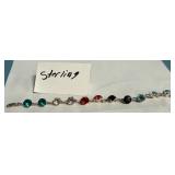 80 - STERLING SILVER MULTICOLOR GEM BRACELET