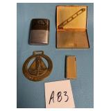 80 - VINTAGE LIGHTERS AND BRASS MEDALLION