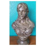 N1 - VINTAGE BUST SCULPTURE OF YOUNG WOMAN 16"T