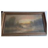 N1 - VINTAGE LANDSCAPE ART FRAMED 17X31" (L271)