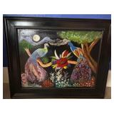 N1 - PEACOCKS ART FRAMED 21X25" (K84)