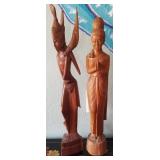 N1 - TWO THAI CARVED STATUETTES 23"T (L244)