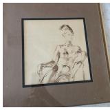 N1 - VINTAGE INK DRAWING ARTWORK MATTED (G61)