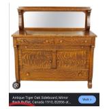 J4 - ANTIQUE OAK SIDEBOARD BUFFET CABINET