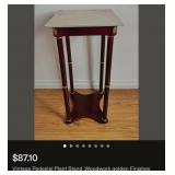 J4 - DECORATIVE WOOD AND MARBLE SIDE TABLE