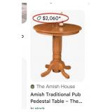 J3 - WOODEN PUB TABLE WITH TWO UPHOLSTERED STOOLS