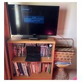 J3 - SAMSUNG TV, REMOTE, BOOKCASE WITH CONTENTS