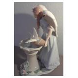 S2 - PORCELAIN ANGEL WITH BIRD BATH FIGURINE 13'T
