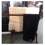 S2 - THROW BLANKETS ON VINTAGE WOODEN RACK