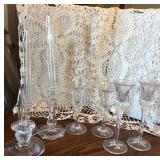 S2 - GLASS CANDLESTICKS, GLASS OIL CANDLES (L87)