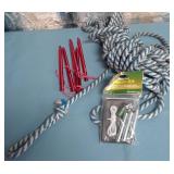 K - TENT STAKES, TENT REPAIR KIT, ROPE (P156)
