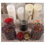 K - LOT OF CANDLE HOLDERS & CANDLES (S45)